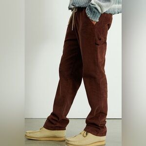 PACSUN Men’s Brown Corduroy Drawstring Carpenter‎ Pants Pull on L